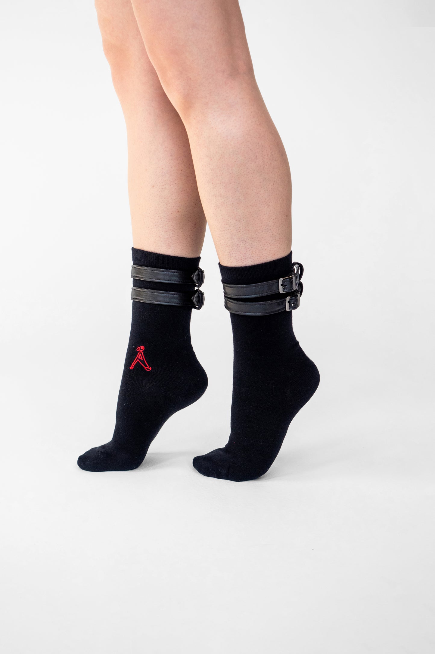 atypical attire socks are unique socks and luxury socks and these black belt socks are made from cotton and use vegan leather