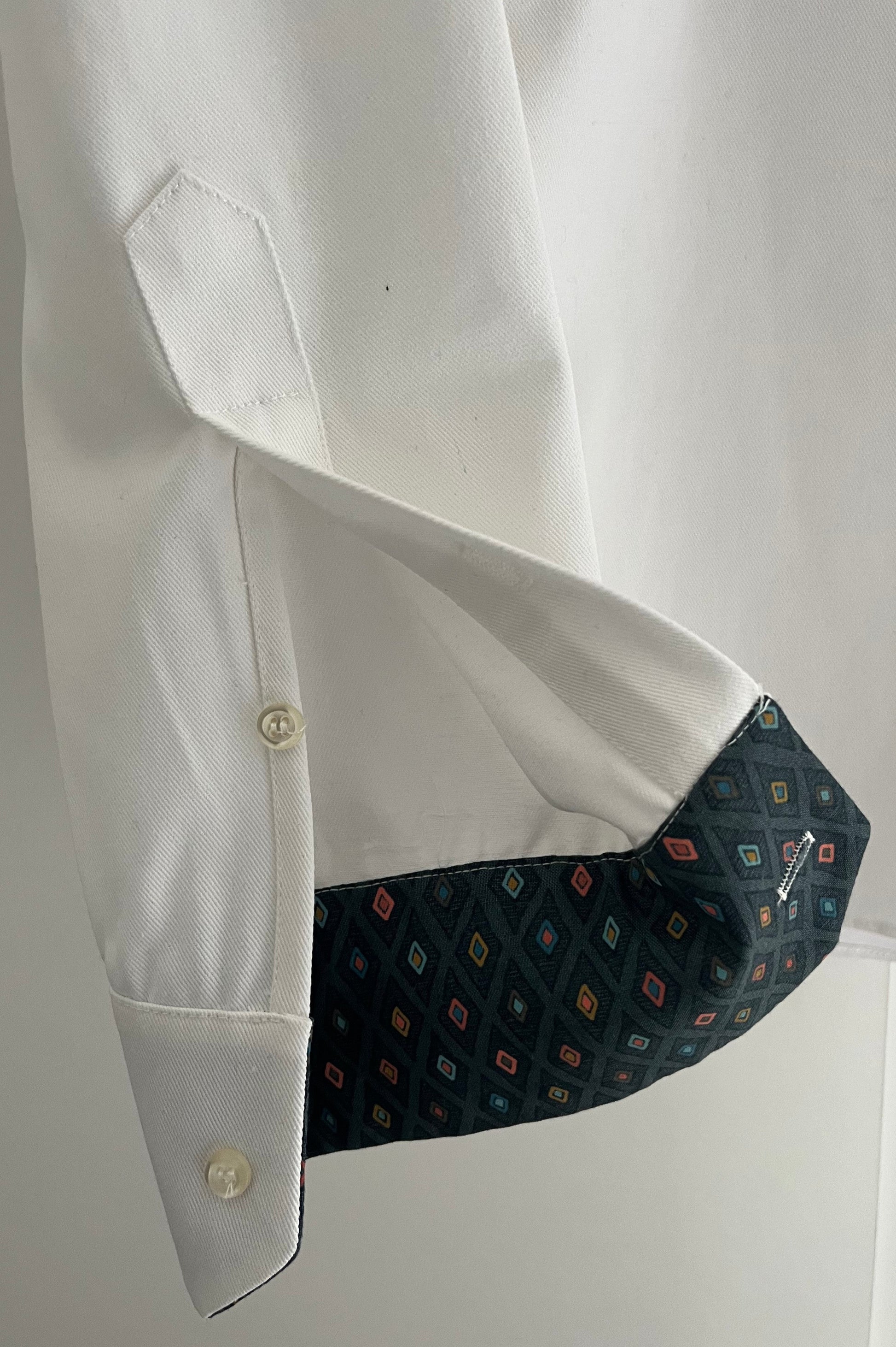 atypical shirt - menswear white shirt - luxury cotton twill shirt- cufflinks in collar