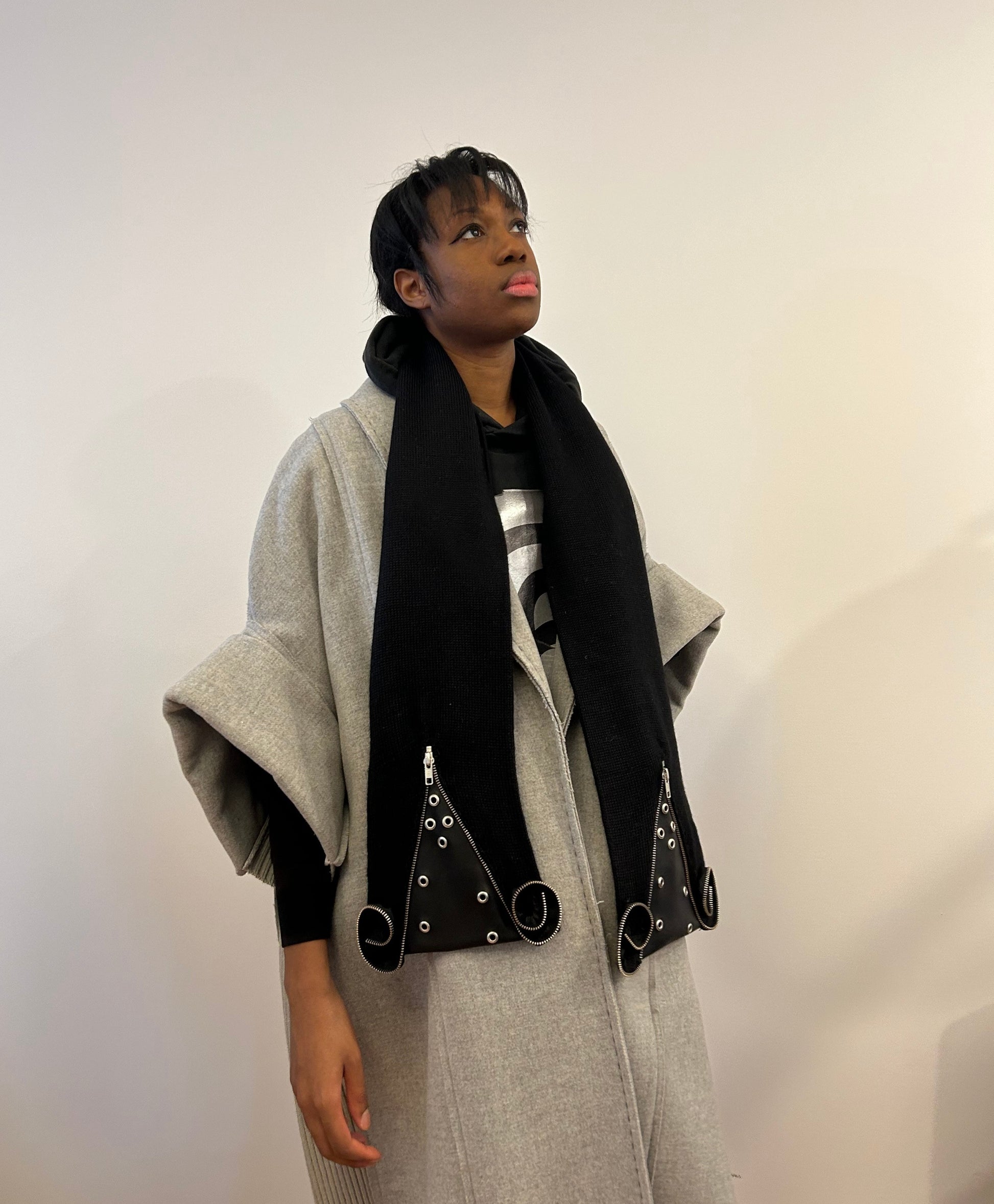 Atypical Attire luxury scarf handmade from Alpaca wool and Italian leather